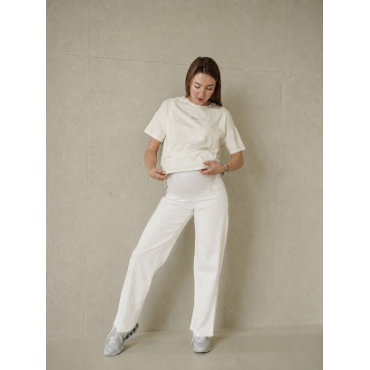 Белые прямые джинсы для беременных с разрезами Simple&Basic, 36–44
