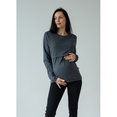 Лонгслів для вагітних з секретом для годування Графітовий
