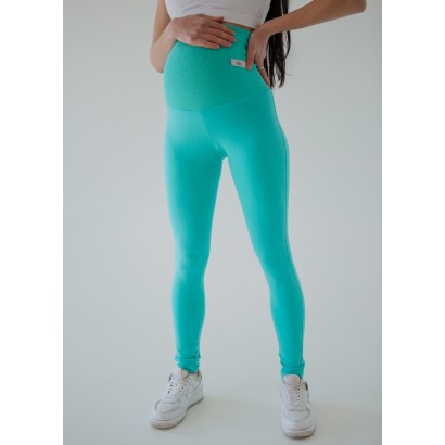  Лосини з животом у рубчик для вагітних М'ятні