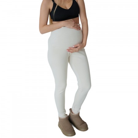 Теплі лосини в рубчик на хутрі Молочні