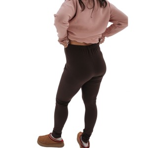 Теплі лосини в рубчик для вагітних — коричневі, високий м’який пояс | Happy Nenia