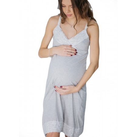 Ночная рубашка для беременных и кормящих Мадлен Серая