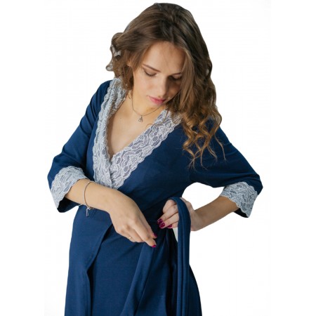 Халат для беременных и кормящих Мадлен Синий