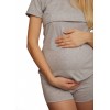 Пижама для беременных и кормящих с секретом для кормления (Футболка + шорты) Серая