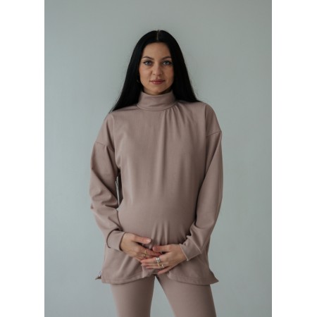 Туніка вільного крою для вагітних з секретом для годування Пудровий