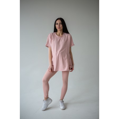 Футболка для вагітних оверсайз з секретом для годування Пудрова